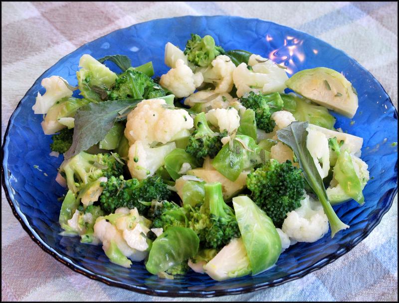 Brussels sprouts, cauliflower and broccoli in a mustard-caper butter sauce would pair well with grilled fish or chicken. JACK CLEMONS PHOTO