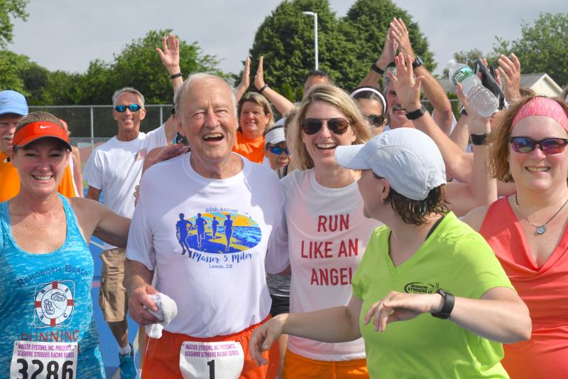 Lee Masser in 2018 at the 25th running of the 5-miler that bears his name. DAVE FREDERICK PHOTO