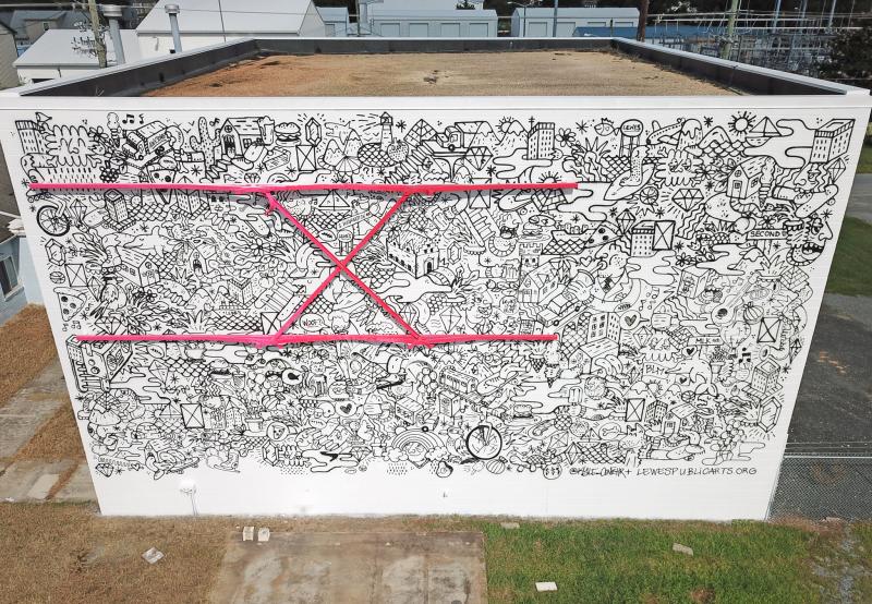 Artist Kyle Confehr worked through Labor Day weekend to create this new mural near the Lewes-to-Georgetown Trail. NICK ROTH PHOTOS