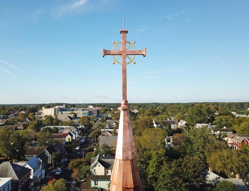 A close shot of the new cross.