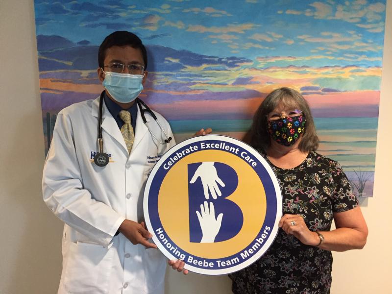 Judy Wells, right, celebrates the compassionate care her late husband Arnold received from medical oncologist Nisarg Desai, MD, at Tunnell Cancer Center. SUBMITTED PHOTO