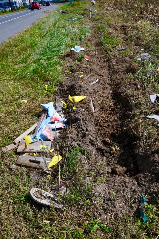 Tire ruts were left by the vehicle that hit the Pole Family around 7:30 p.m., Sunday, Oct. 4.