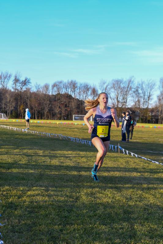 Emily Trout of Sussex Academy finishes in third place with a time of 20:17.