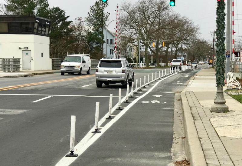 In Rehoboth Beach, the addition of flexible pylons on the Rehoboth Avenue drawbridge has made the crossing much safer for cyclists. DENNIS FORNEY PHOTO