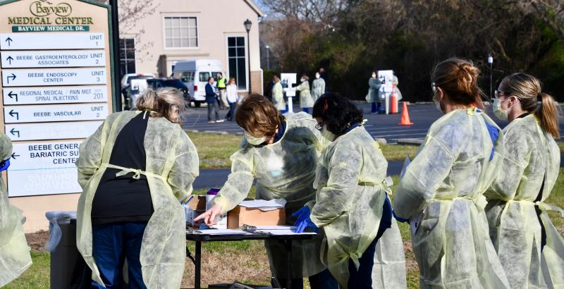 Beebe Healthcare nurses and staff have the first COVID-19 public testing clinic March 14, 2020.