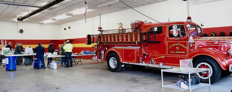 What a difference a year makes. Normally, the fire station bays are covered in sawdust in anticipation of the Oyster Eat to take place that night. Not so this year due to COVID-19 restrictions.