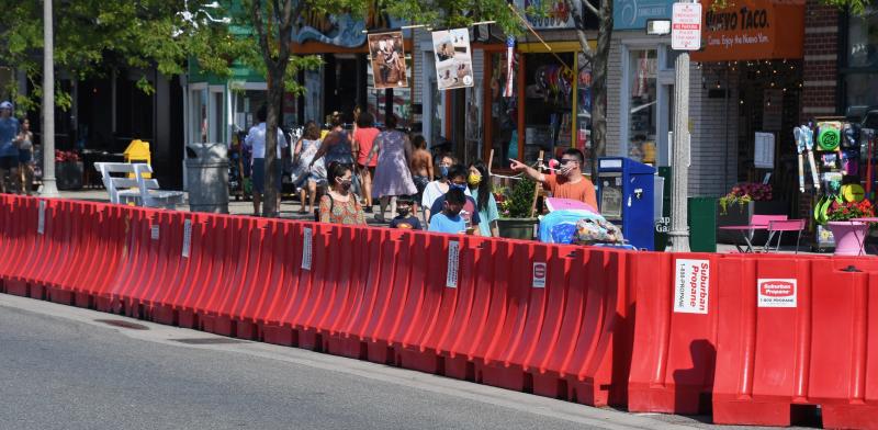 Throughout the summer of 2020, barricades are in place on Rehoboth Avenue.