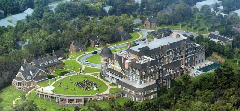 A artist’s rendition illustrates what the new owner has in mind for a redeveloped Hill Top House Hotel property.