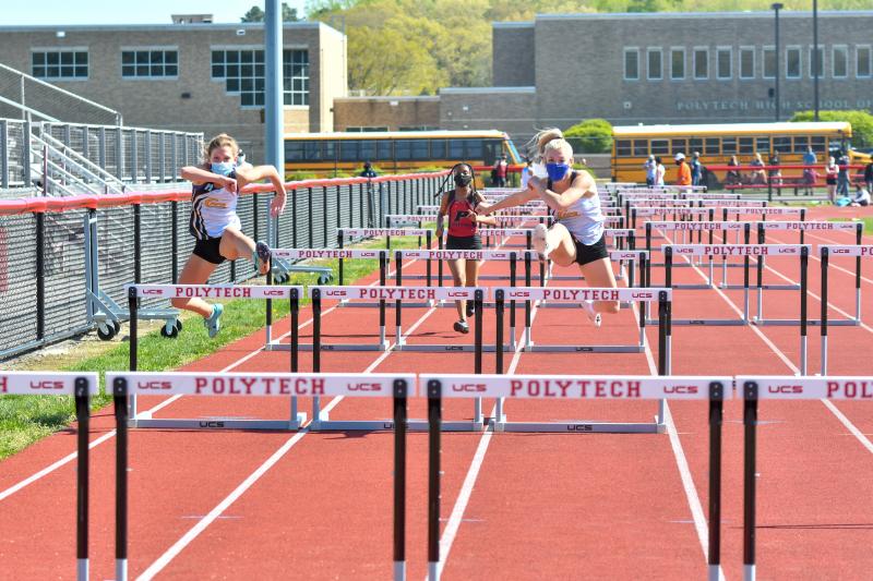 Taylor Johnson and Noelle Sabbagh go one-two in the high hurdles. DAVE FREDERICK PHOTOS