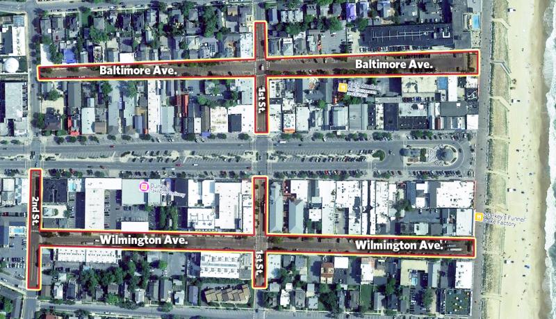 Pinch points at the west end and how to evacuate in case of an emergency were a couple of concerns voiced about possibly turning the second blocks of Wilmington and Baltimore avenues into one-way streets. CHRISTOPHER D. FOSTER ARTWORK