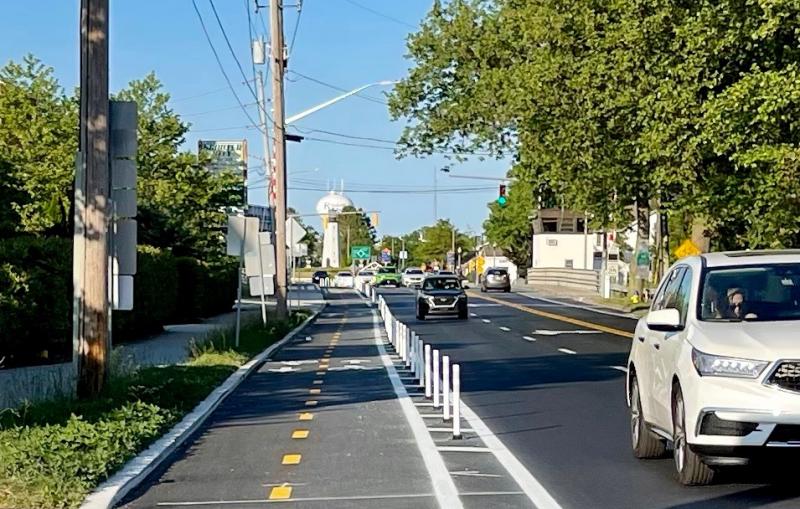 The new two-lane, separated bicycle trail leading to the Rehoboth Avenue drawbridge makes riding that stretch much safer. DENNIS FORNEY PHOTO