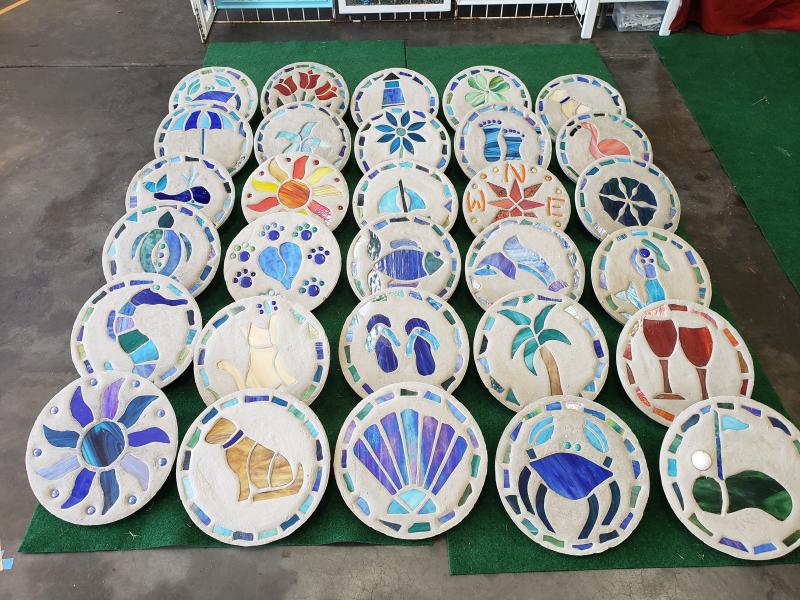 Stepping stones by Margie Samero, Inland Bays Garden Center exhibitor.