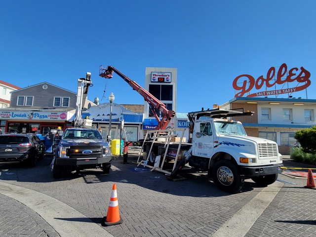 The crew from Milton’s Rogers Sign Company installed the sign June 30. SUBMITTED PHOTO