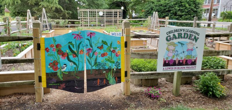 New this year at the Lewes in Bloom Children’s Learning Garden is the gate mural painted by local artist Siobhan Duggan. SUBMITTED PHOTO