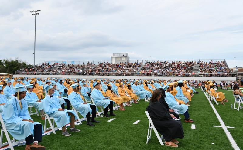 The Legends Stadium visitors stands were filled with friends and family of the Class of 2021.