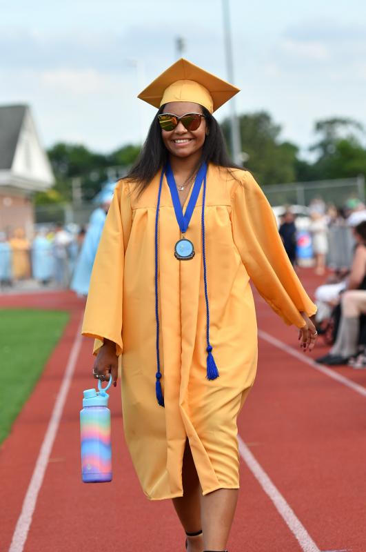 Zandriah Wilde supplied her own hydration for the commencement.