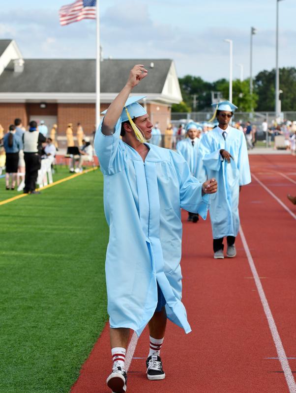 Sam Schoenfeld shows his style during the processional.