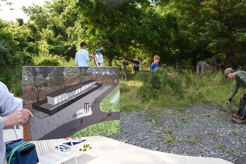 A rendering shows how the bridge will look in the cleared space when it is moved this December.