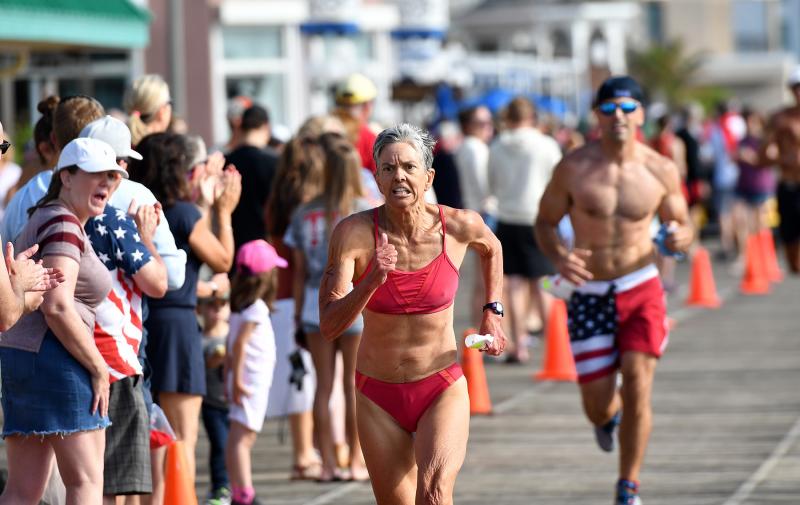 Margaret Covin sprints to the finish.