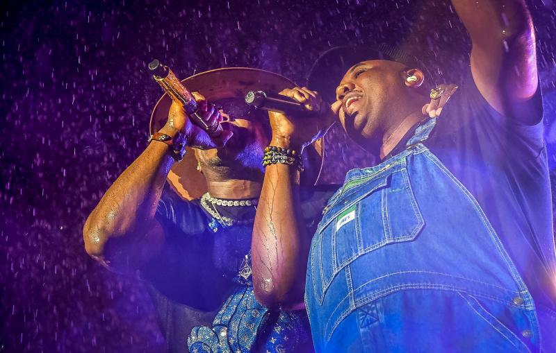 Jimmie Allen’s cousin Walt Hall, right, joins him for a song.