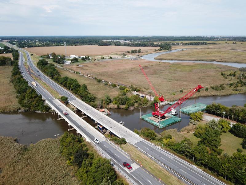 Construction crews have been on site for the last few weeks preparing for the Broadkill River bridge repair project to begin Monday, Oct. 4. NICK ROTH PHOTOS