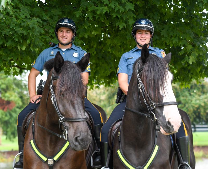Andrew Jones and Juanita Huey represent the Delaware State Police Mounted Patrol Unit. DAVE FREDERICK PHOTOS