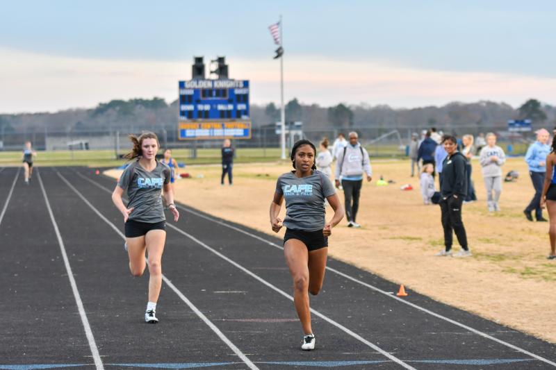 Tia Jarvis and Hannah Maney go 1-2 in the 400.