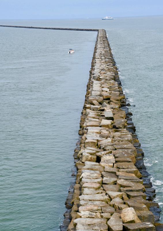 The Harbor of Refuge breakwater, dating back to 1901, is more than 7,000 feet long.
