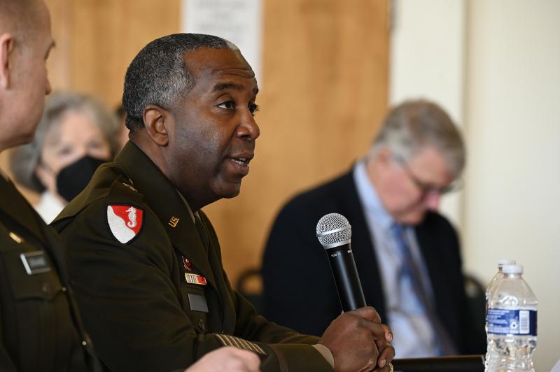 Brig. Gen. Jason E. Kelly, commanding general for the South Atlantic Division of the U.S. Army Corps of Engineers, speaks about his experiences within his region. NICK ROTH PHOTO