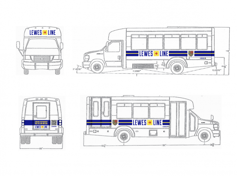 A sketch of what the buses might look like with Lewes Line lettering. SOURCE: CITY OF LEWES