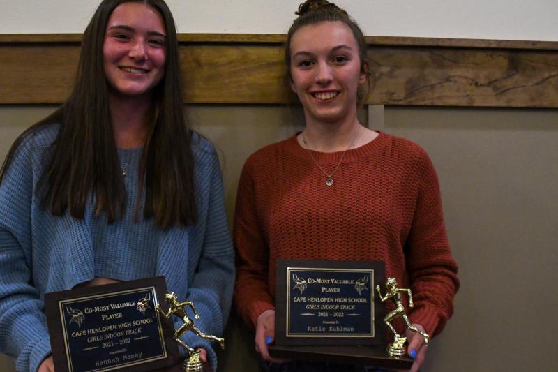 Hannah Maney and Katie Kuhlman were named winter track MVPs.