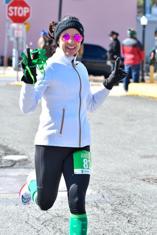 Michele Karsnitz is the first woman to finish in the in 5K.