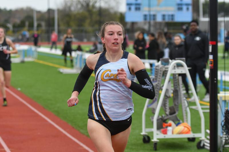 Cape’s Katie Kuhlman wins the 1,600 in a time of 5:41.