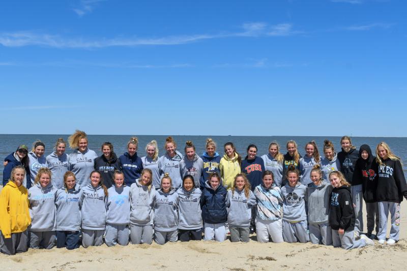 Greetings from Lewes Beach. The Cape girls’ lacrosse team trained on the sand April 20 after five days off. DAVE FREDERICK PHOTO