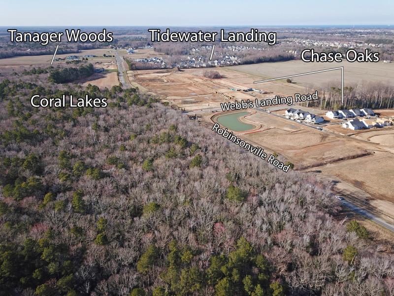 This aerial photo shows development taking place along Robinsonville Road near the proposed site for the Coral Lakes subdivision. NICK ROTH PHOTO