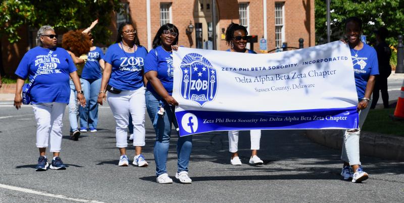 Members of Delta Alpha Beta Zeta Sussex County Chapter of the Zeta Phi Beta Sorority take part in the Juneteenth celebration in Georgetown.