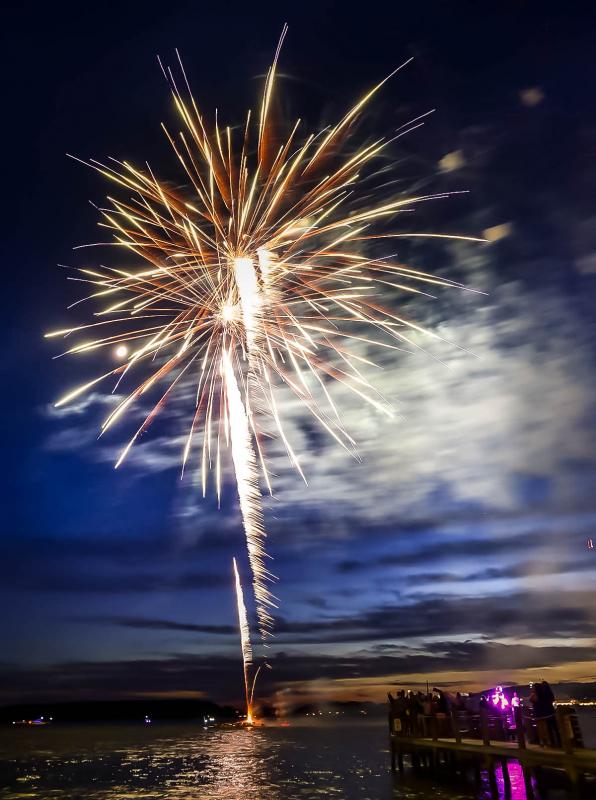 Fireworks light up Rehoboth Bay.