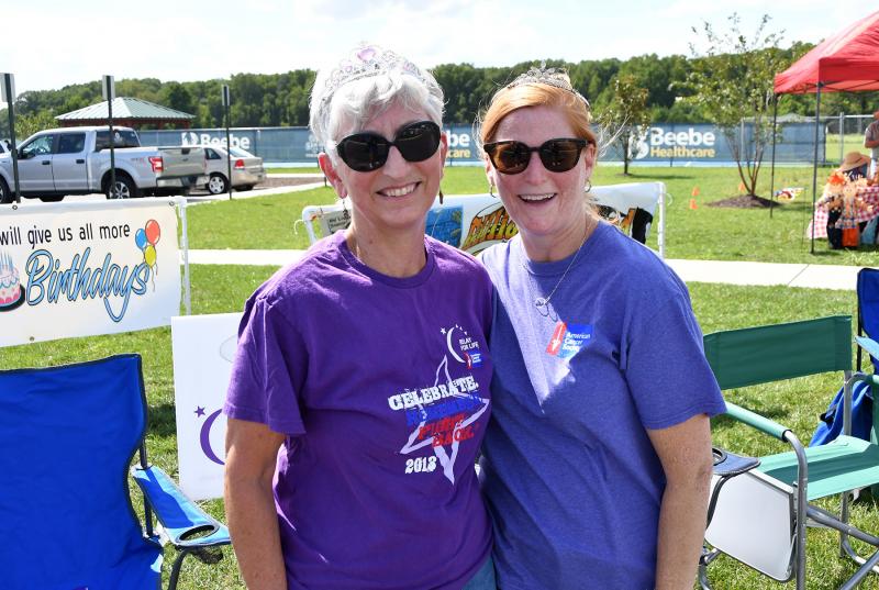 Enjoying the event are Bonnie McIlvain, left, and her survivor friend Dareth Penuel.