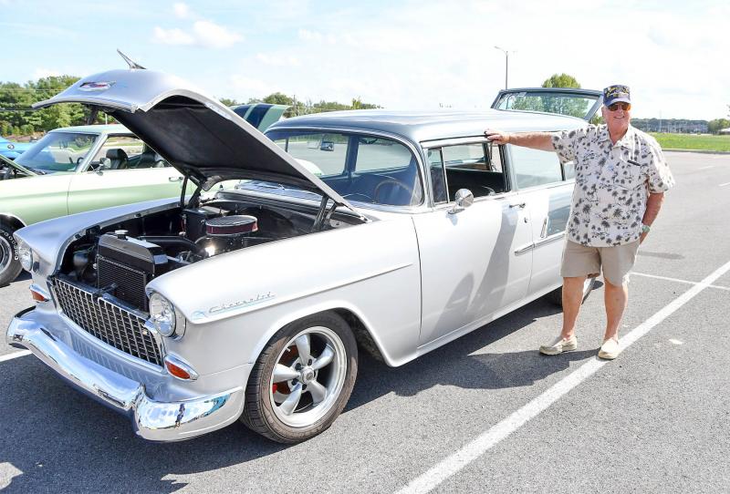 Charlie Gears displays his 1955 Chevy two door Handyman Wagon.