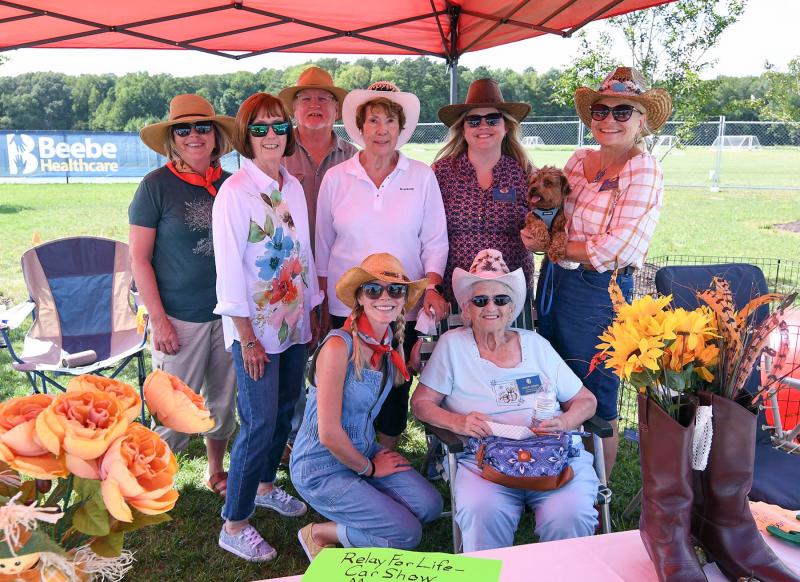 Millsboro Kiwanis members attending the event are in back (l-r) Cindy Vincent, Susan LaFontaine, John Kywelski, Marianna Smith, Amie Parker and Darlene Phillips with Buster. In front are Kristen Subach and Shirley Dennis.