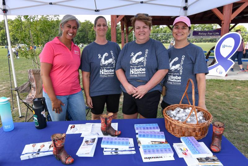 Holding down the Beebe Healthcare oncology booth are (l-r) Rita Williams, Shadow Perry, Susan Otroba and Christine Allen.