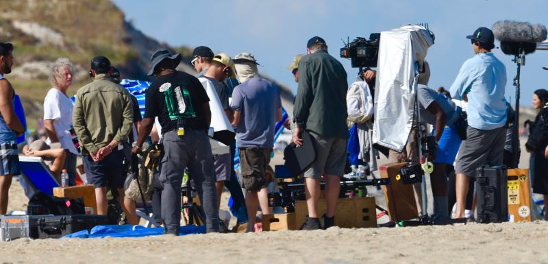 The filming requires a large crew, as this photograph shows.