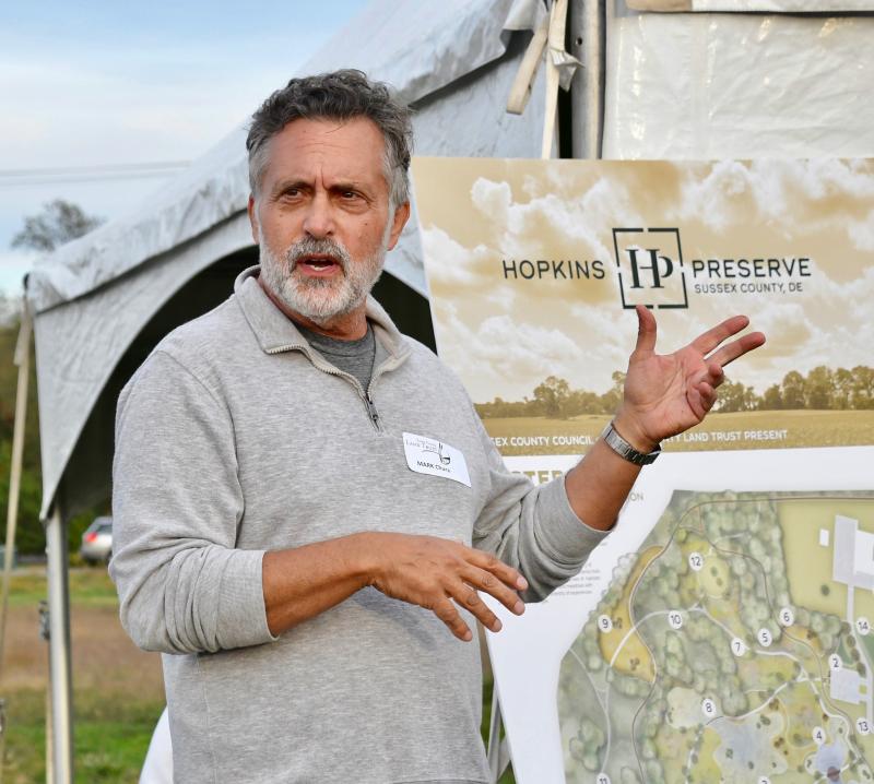Mark Chura, land trust executive director, talks about plans to provide public access and areas for wildlife at Hopkins Preserve.