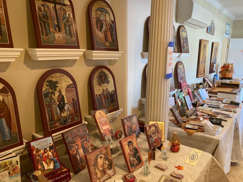Books and gifts for sale at Saint Andrew the Apostle Orthodox Church’s annual Fall Fest.