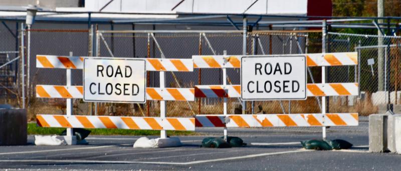 The access road connecting Route 1 to Plantation-Route 9-Beaver Dam roads intersection has been shut down. A new access road is planned as part of road improvement projects in the Five Points area.