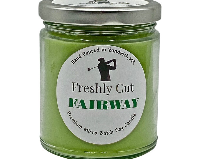 The Fresh Cut Fairway Soy Candle offers the smell of the golf course, if that’s your kind of thing. SOURCE: ETSY