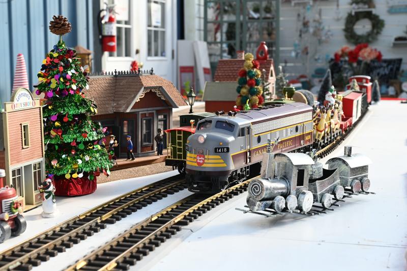 It’s a winter wonderland for this little train village.