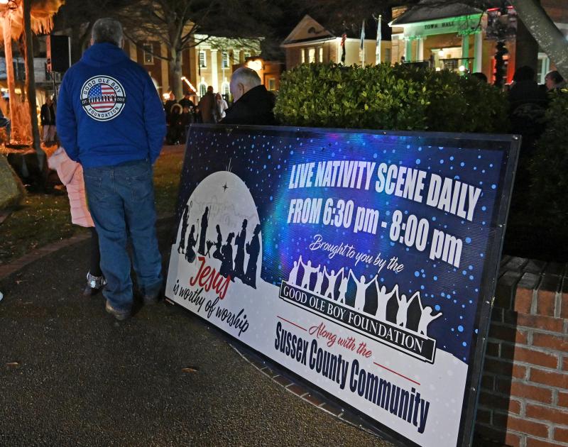 The Good Ole Boy Foundation annually hosts a living nativity in The Circle in Georgetown.