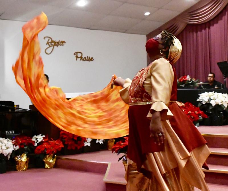 Lorraine Smith of St. John Second Baptist Church in Millsboro offers praise through dance.