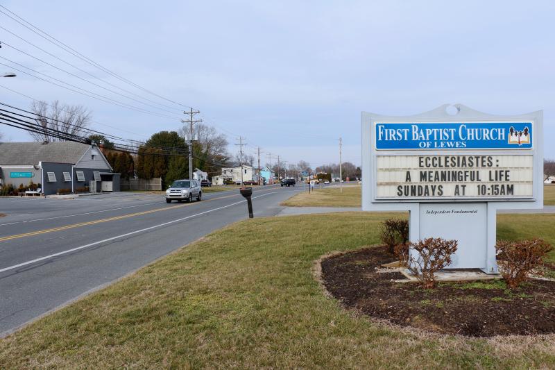 Should DelDOT not perform work on Kings Highway, one of the conditions of approval requires First Baptist Church to construct a sidewalk along the road. AARON MUSHRUSH PHOTOS